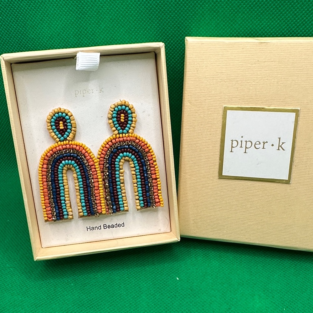 Piper K Hand Beaded Rainbow Earrings